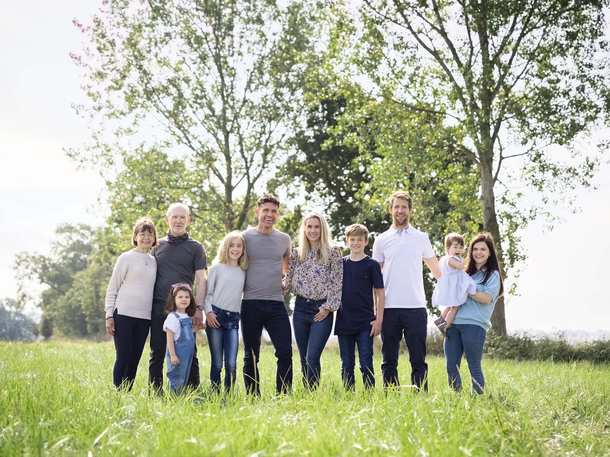 Extended Family Photo taken in a field in Suffolk