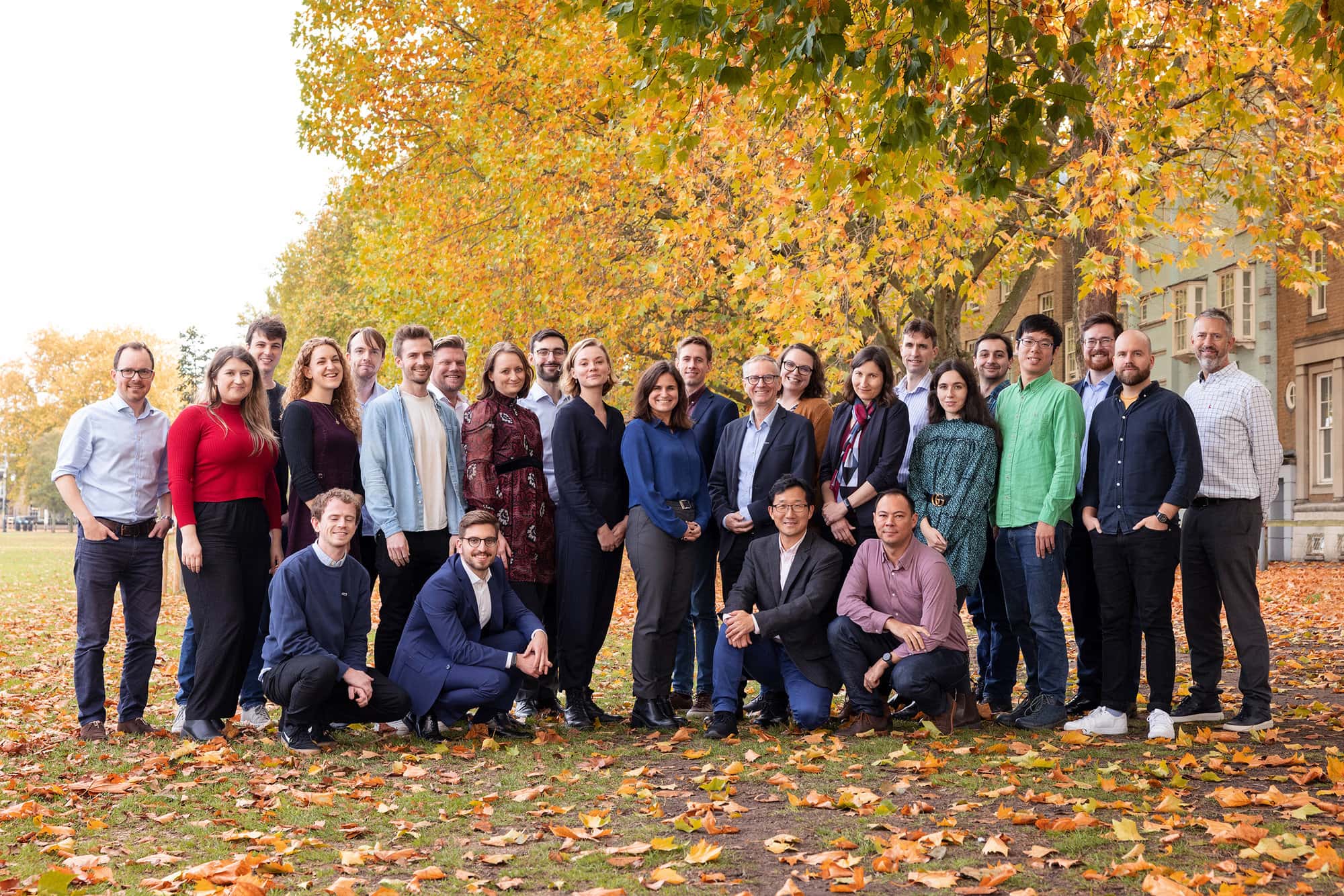 Group photo of a Cambridge Tech company in Parkers Piece, taken by commercial photographer Alison McKenny